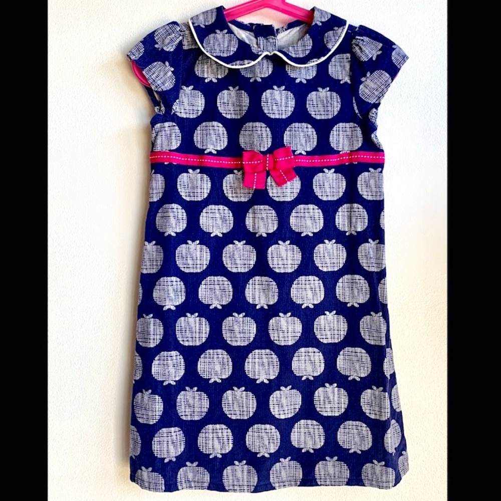 3/$45 ⭐️ GYMBOREE Soft Corduroy Apple Pattern Pink Bow Dress SIZE 4T